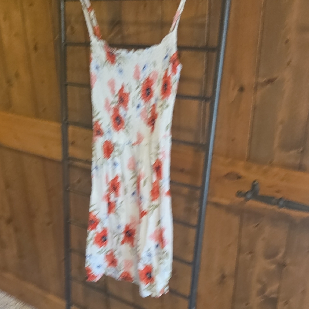 Divided Floral Mini Dress - Red and White
